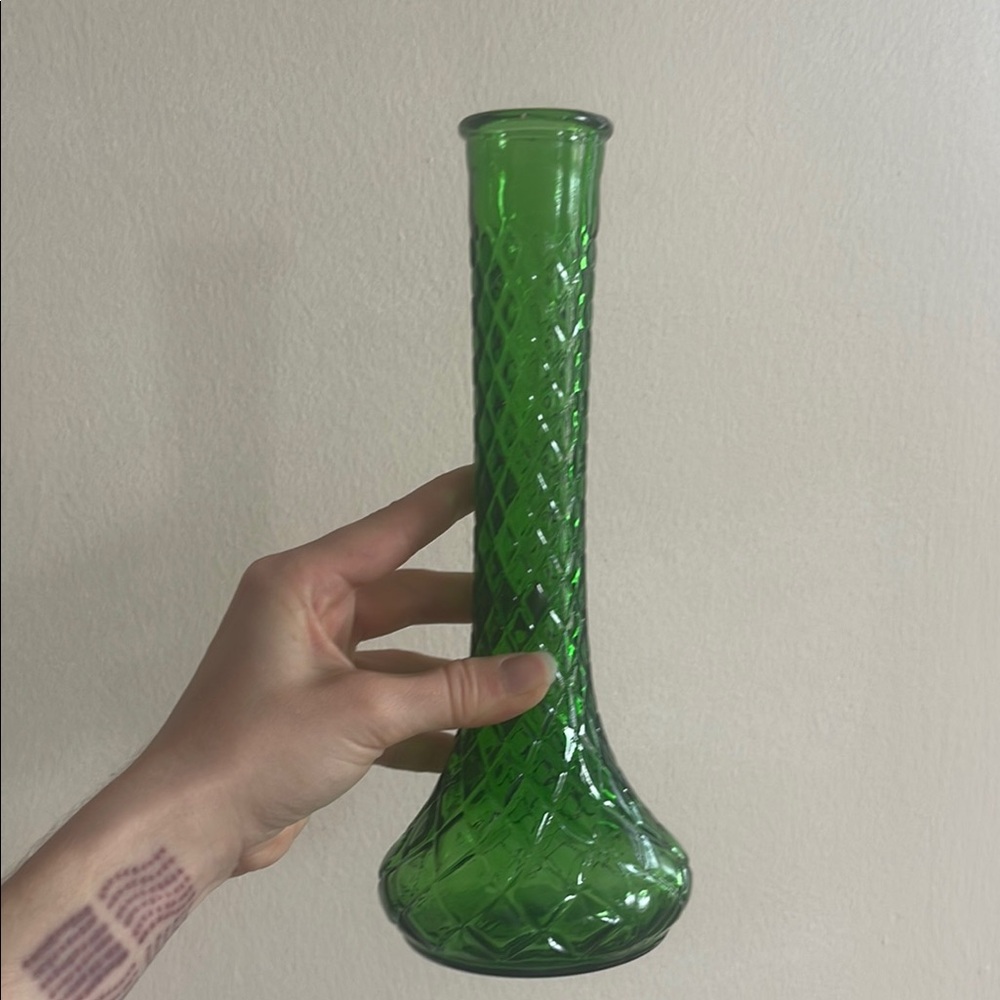 Vintage Green Glass Vase